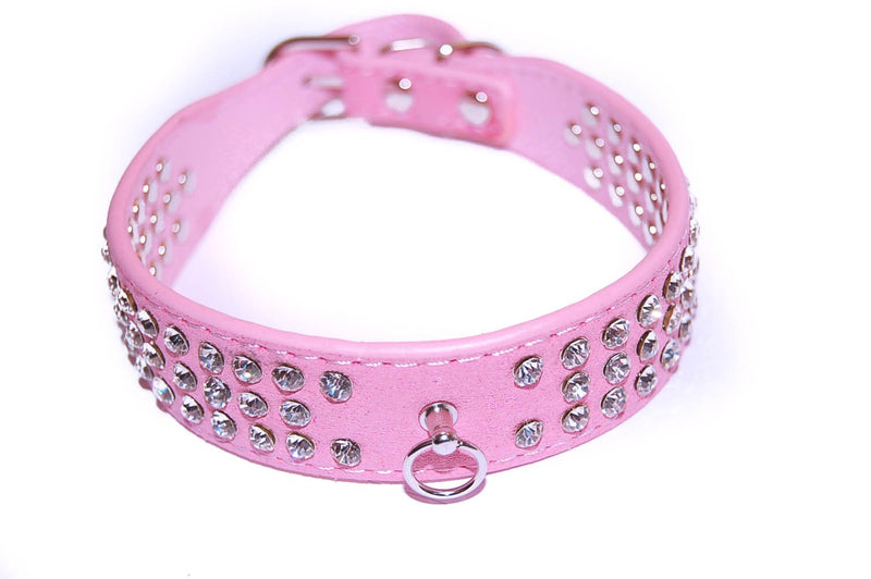 Pet Palace® "Debonair Doggy" Suede Diamante Studded Luxury Collar for Dogs of Distinction (PETAL PINK SMALL) FREE CHARM ACCESSORY PETAL PINK SMALL - PawsPlanet Australia