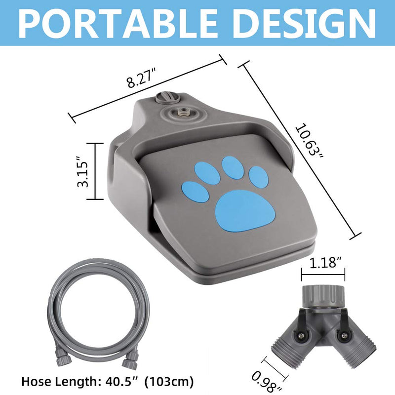 Dog Water Fountain Step on Dog Sprinkler Toy, Automatic Pet Drinking Fountain Paw Activated Dog Watering Dispenser with 3 Nozzles, 9.8ft Hose & 2-Way Splitter for Small Medium Large Dogs Outdoor Fun Dark Grey - PawsPlanet Australia