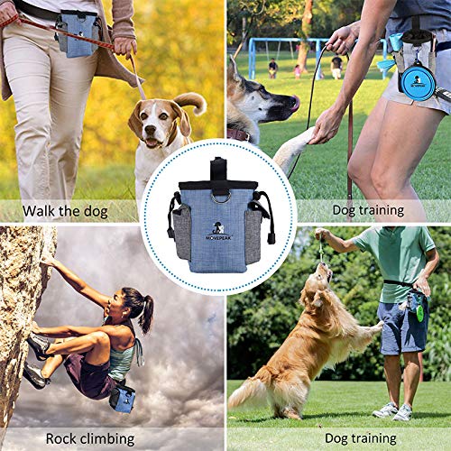 Hesheng Dog Treat Bag, with Collapsible Water Feeder Bowl and Pet Snack Storage Bag with Adjustable Waistband Travel for Walking Hiking Travelling or Outdoor Use (pueple) pueple - PawsPlanet Australia