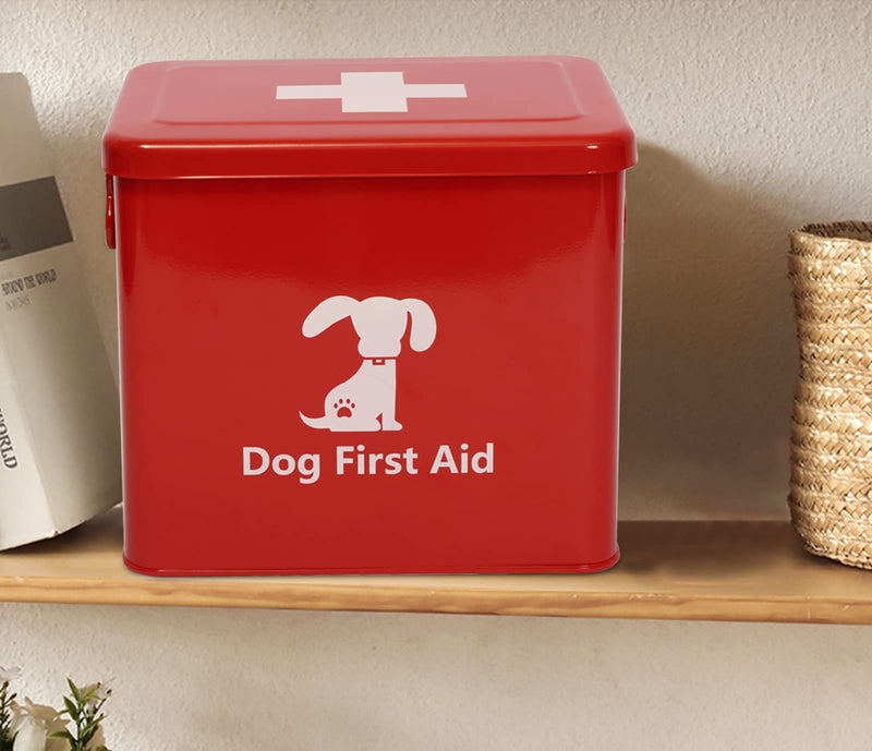 babepet Dog First Aid storage box, Pet First Aid Storage Bin, 2-Tier First Aid Medicine Box For Dog, Perfect For Outdoor And Travel Emergencies and Home Car-9.2x7x7.8(in) Red (Puppy) - PawsPlanet Australia