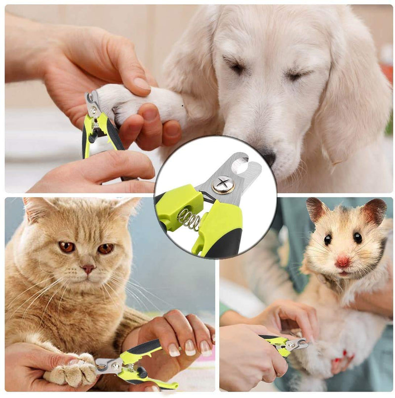 Dog Cat Nail Clippers & Pet Bath Massage Brush Kits - Professional Stainless Steel Nail Clippers with Safety Guard & Dog Hair Bath,Cat Nail Trimmer with Sturdy Non Slip Handles - PawsPlanet Australia