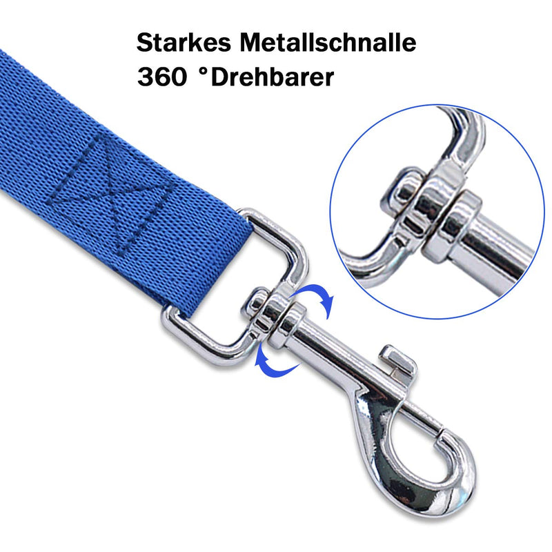 Leeyunbee 15M long dog leash training leash, towing leash for dogs with metal buckle and padded handle, robust training leash made of durable nylon, ideal for training and playing (blue) blue - PawsPlanet Australia
