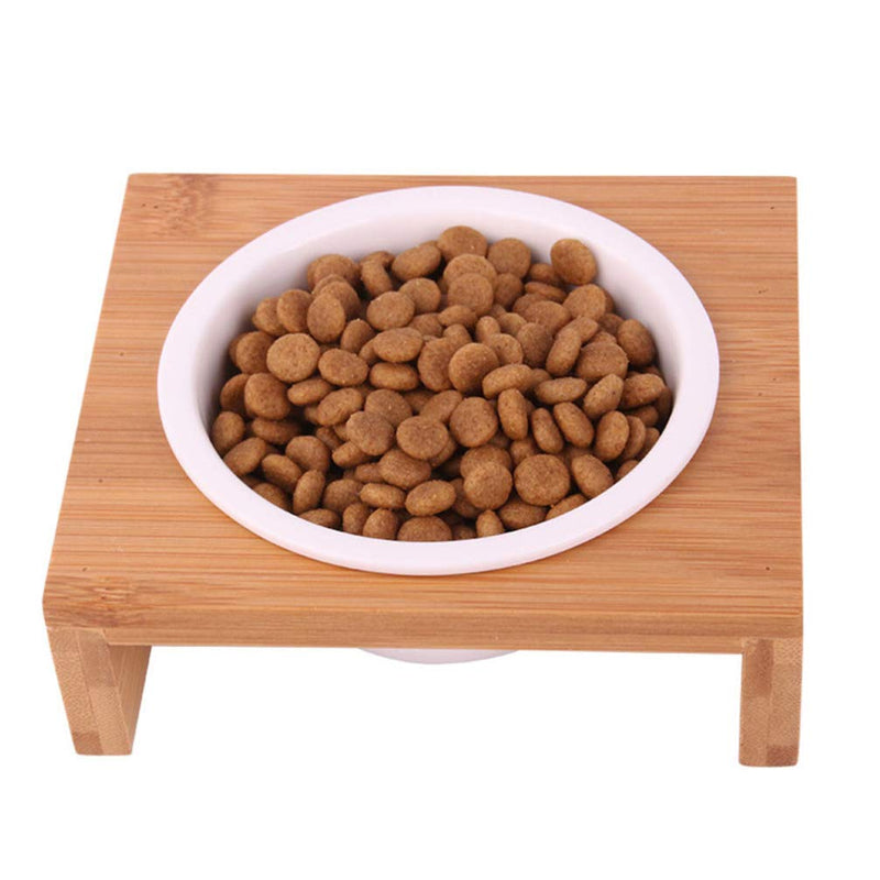 Balacoo Elevated Pet Ceramic Bowl with Bamboo Stand Raised Pet Feeder for Cats and Dogs 1 Bowl - PawsPlanet Australia