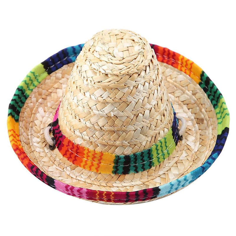 Zyyini Pet Straw Hat, 2 Colors Funny Mini Pet Sombrero Hat Cat Sun Hat Beach Party Straw Hats for Small Pets Puppy Cat Headwear Dress Up - PawsPlanet Australia