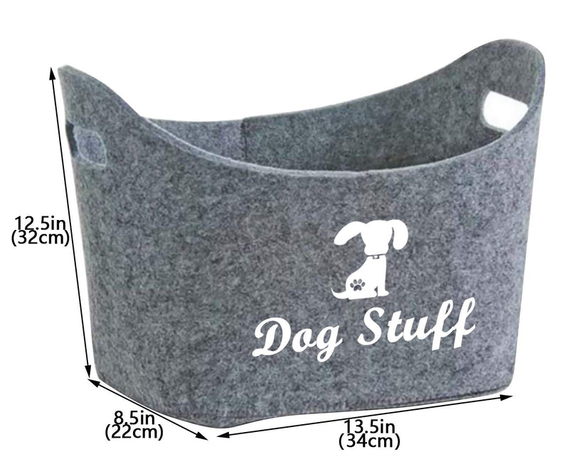 Felt pet toy box and dog toy box storage with handles pet toy basket - perfect for organizing pet toys, coats, ropes, dog chew toys, blankets, leashes - Grey - PawsPlanet Australia