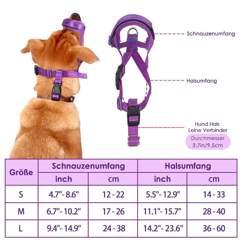 SlowTon Dog Muzzle Made of Nylon, Adjustable Loop Dog Muzzle, Soft Flannel Pad, Comfortable, Breathable, Safe, Quick Fit Muzzle for Small Medium Dogs Purple M - PawsPlanet Australia