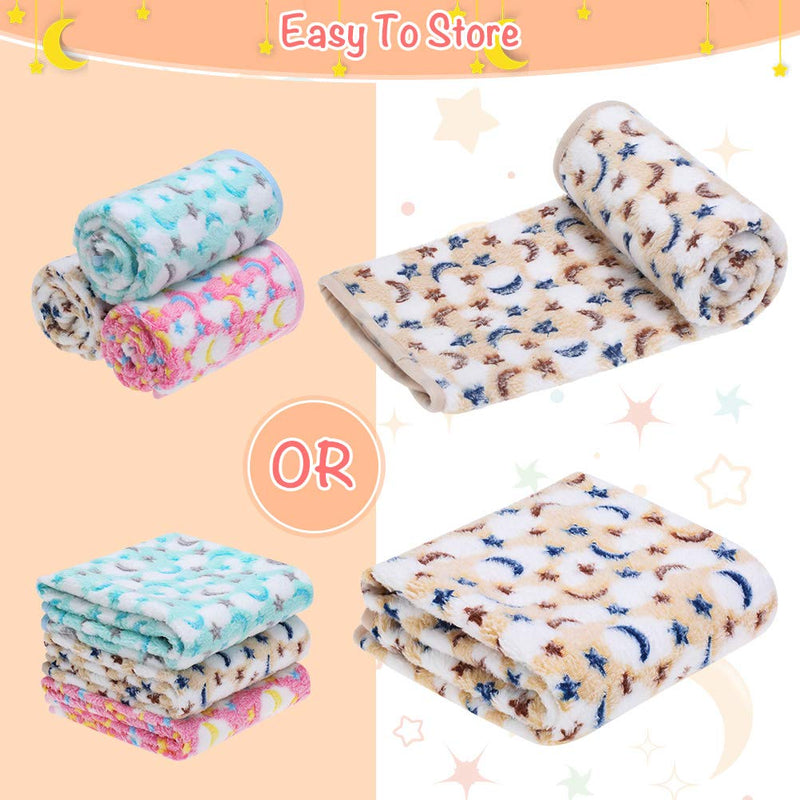 EXPAWLORER 3 Pack Pet Blanket - Super Soft Premium Fleece Small Dog Blanket for Puppy Cat Kitten with Cute Moon and Star Patterns, Pet Throw Blanket, New Puppy Supplies Medium - PawsPlanet Australia