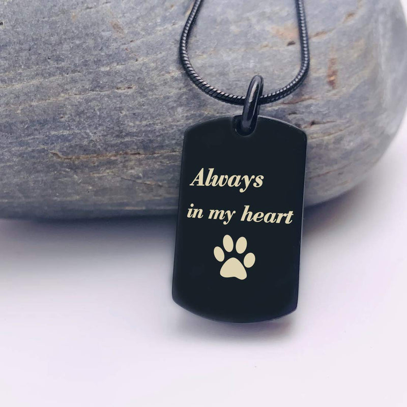 [Australia] - LYFML Cremation Jewelry Urn Necklace for Ashes for Pet, Animals Paw Print Memorial Locket Jewelry Made of Titanium Steel, Support for Customization with Filling Kit Black 