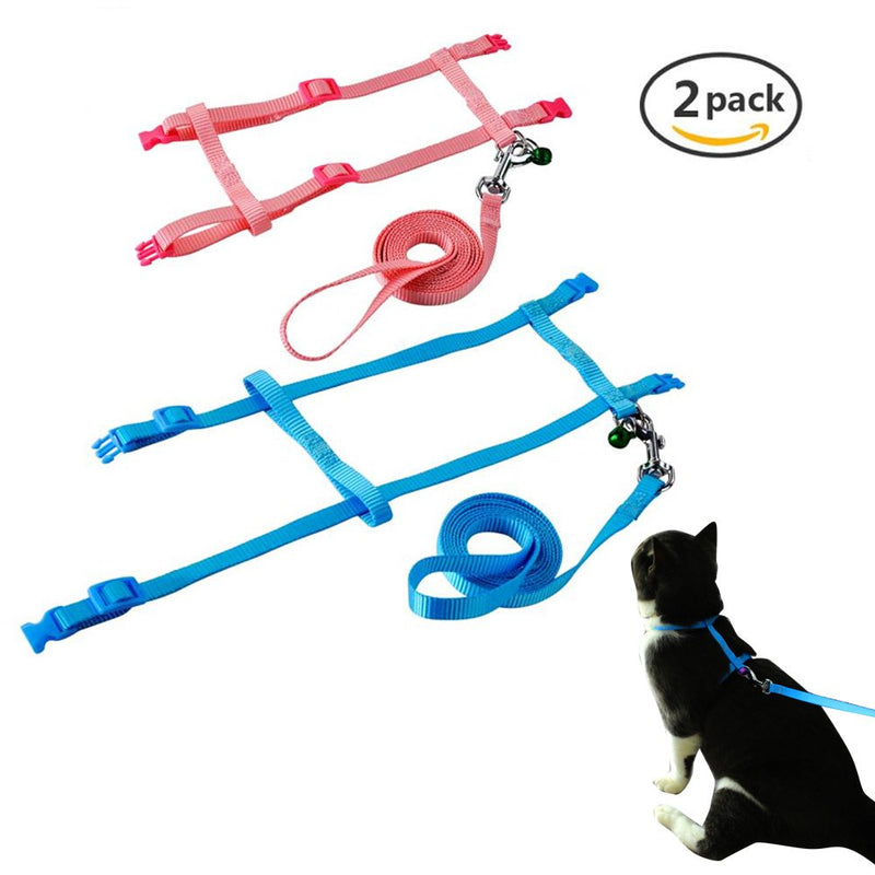 PerSuper - 2 Pack Pet Rabbit Harness Leash for Soft Nylon,Running,Walking Jogging Harness Leash with Safe Bell for Bunny, Cat, Kitten,Ferret, Puppy and Other Small Pet Animals - PawsPlanet Australia