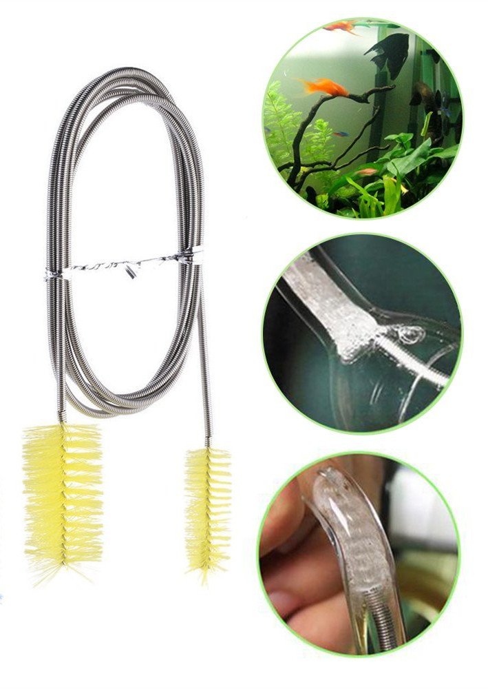 [Australia] - XMHF Aquarium Water Filter Pipe Air Tube Hose Stainless Steel Cleaning Brush Flexible Double Ended Hose Brush(61inch) Yellow 