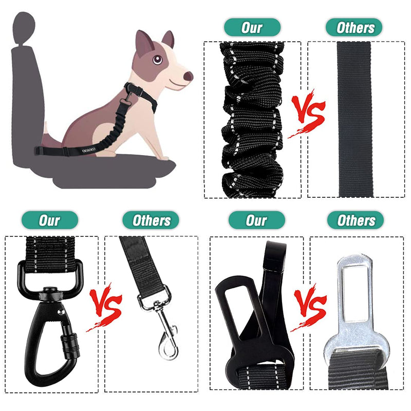 COOYOO Dog Seat Belt,Upgraded 2-in-1 Multi-Functional Dog Car Seatbelts 2 Pack Adjustable Pet Seat Belt for Vehicle - Heavy Duty Nylon & Elastic - Reflective Dog Car Harness for Dogs,Cats and Pets… Set 1-Black+Pink - PawsPlanet Australia