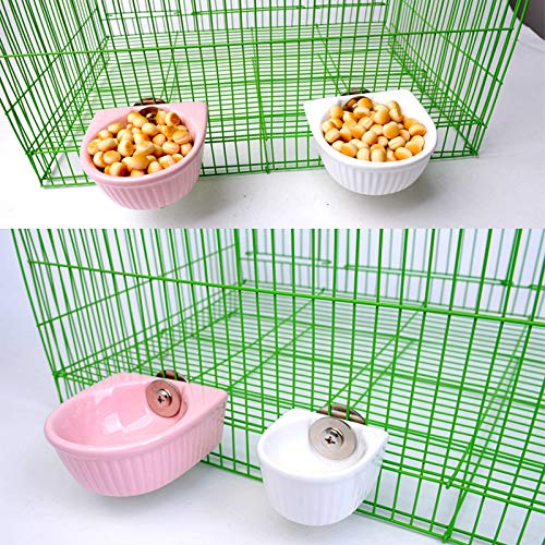 Small Animals Bowl, Detachable Cage Feeder Pet Ceramic Water & Food Feeder , Small Animal Supplies for Rabbit Parrot Squirrels Chinchilla Hamster Ferret (Pink, S) Pink - PawsPlanet Australia
