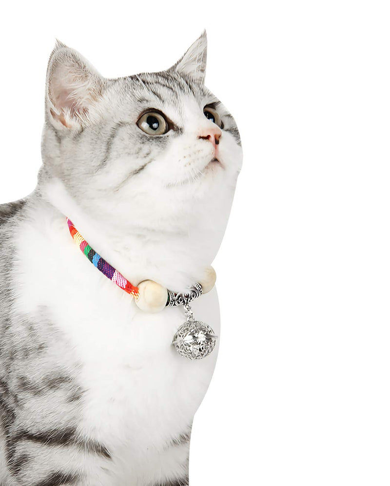 risdoada Cat Necklace Collar Kitten Bell Collar Ethnic Style Pet Collar Cat Collar Accessories Detachable and Adjustable Hand-Woven Cat Collars for Small, Medium and Large Cat, Red L - PawsPlanet Australia