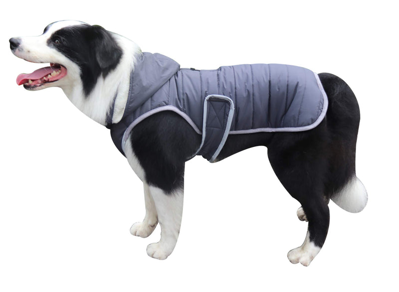 Morezi Dog Winter Coat, Dog Jacket with Removable Hoodie and Harness Hole, Dog Clothes, Dog Coat for Cold Weather, Water-Resistant - DarkGray - XS X-Small(Back: 28cm) Dark Gray - PawsPlanet Australia