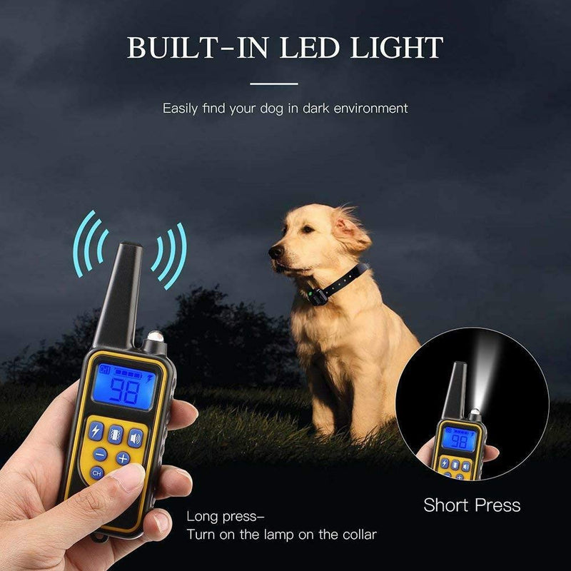 Dog Training Electric Collar, Waterproof Rechargeable 2600ft Remote Dog Shock Collar with LED Light, Beep, Vibration, Shock for Medium/Large Breed 2 Electronic Collars, Neck Lanyard - PawsPlanet Australia