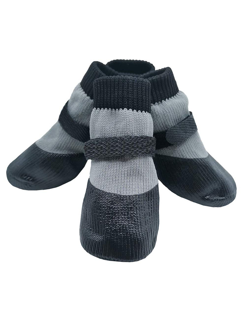 [Australia] - Unbrands Black Autumn and Winter Knitted Rubber Non-Slip Dog Socks Dog Shoes and Socks Dog Shoes Waterproof Socks with Fixed Belt Non-Slip wear-Resistant Protection for Dog Paws Medium 