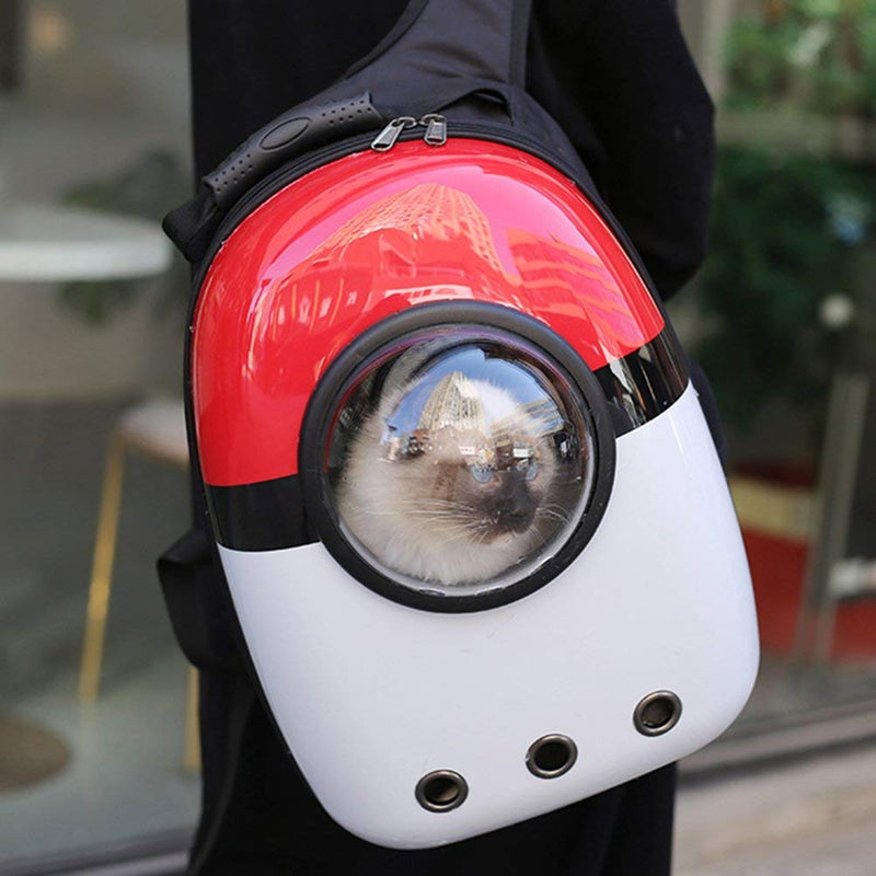 UKCOCO Pet Portable Carrier Space Capsule Backpack, Multiple Air Vents Breathable Pet Travel Backpack, Waterproof Lightweight Handbag for Small Dogs Cats Petite Pets (Red) - PawsPlanet Australia