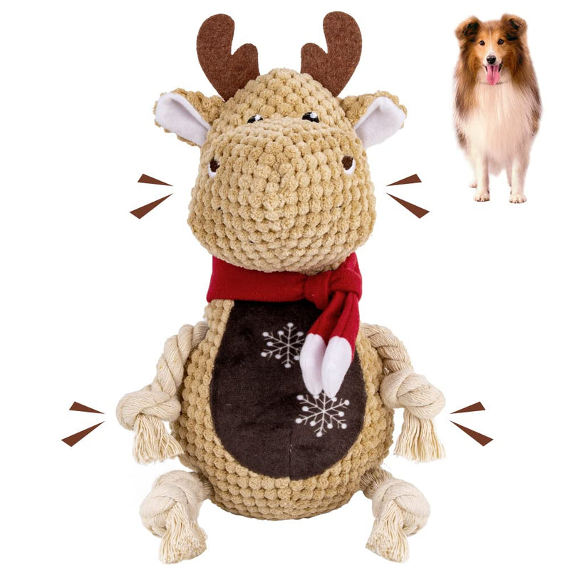 LALFPET Dog Squeaky Toy, Dog Chew Toy, Durable Cute Interactive Plush Dog Toy with Crinkle Paper Dog Toy for Small Medium Large Dogs Reindeer - PawsPlanet Australia