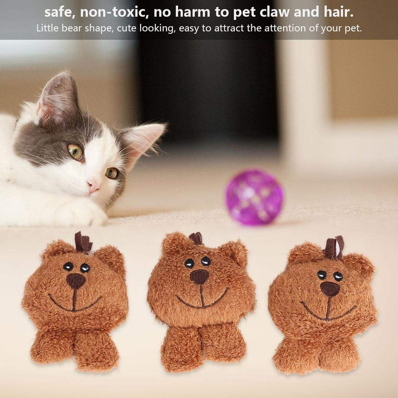 3Pcs Catnip Plush Toy Little Bear Shape Cat Chew Toys Interactive Pet Catnip Teeth Cleaning Toys Christmas Toy Gift for Indoor Cats Kitten - PawsPlanet Australia