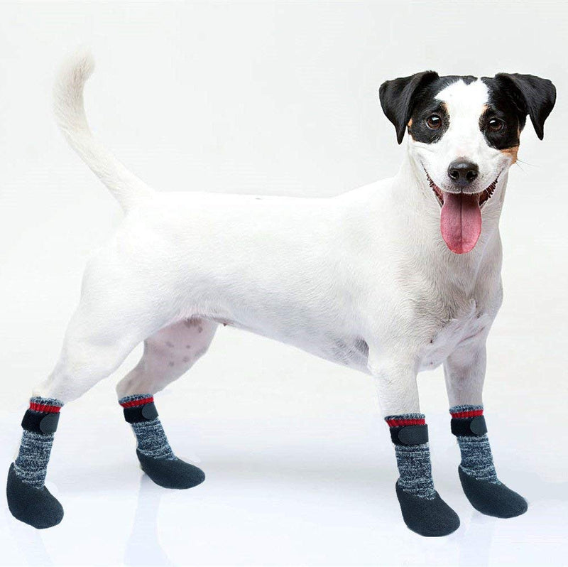 Mihachi Dog Socks Rubber Sole Paw Protectors with Velcro Straps Traction Control Anti-Slip Waterproof Boots Winter Paw Protectors Small(4 Count) - PawsPlanet Australia