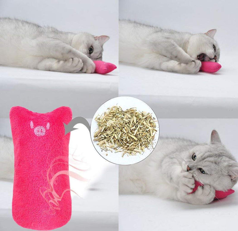 5 PCS Catnip Pillow Interactive Plush Toy, Teeth Cleaning Chew Grinding Playing Bite Pet Toys Suitable for All Cats and Kittens - PawsPlanet Australia