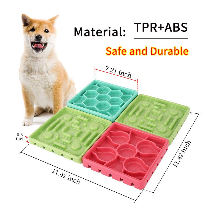 WishLotus Slow Feeder Dog Bowl Lick Tray with Suctions 4pcs Detachable & Separately Use Non Slip Dog Slow Feeder Fruit Wet and Dry Slow Eating Tray for Pet Bath, Train and Groom (Green+Red+Blue) Green+Red+Blue - PawsPlanet Australia