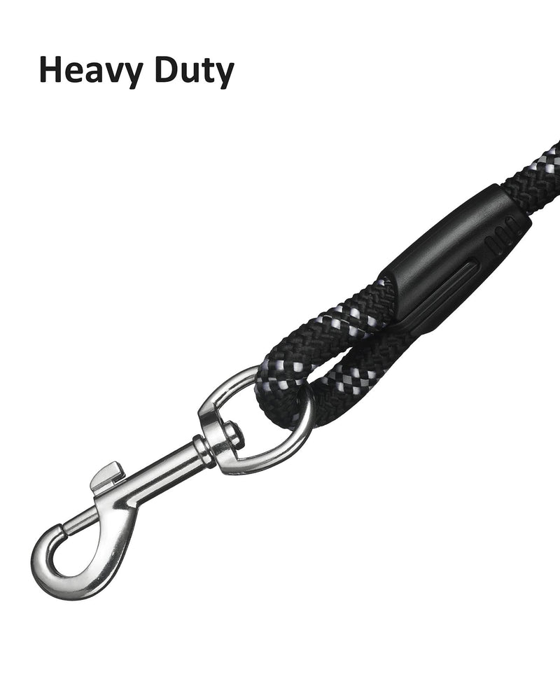 Long Rope Leash for Dog Training 16FT 30FT, Reflective Heavy Duty Dog Leashes with 2 Hooks for Small/Medium/Large Dogs, Check Cord Recall Training Agility Lead. Black - PawsPlanet Australia