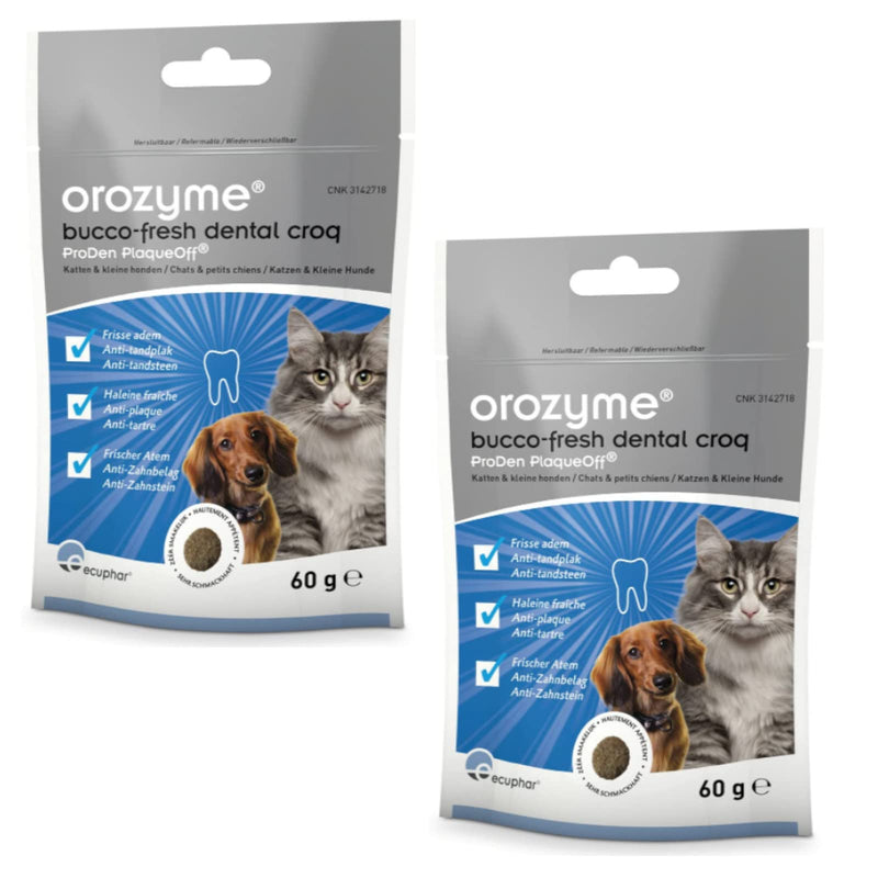 ecuphar Orozyme Bucco-Fresh Dental Croq for small dogs and cats - double pack - 2 x 60g - PawsPlanet Australia