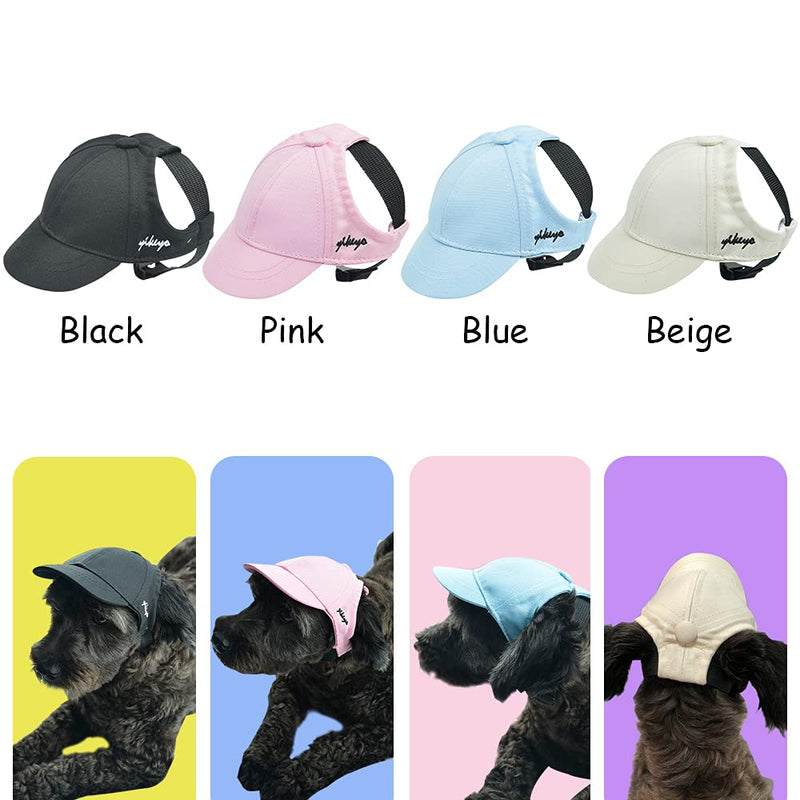 Yikeyo Dog Hat for Small Dogs Dog Sun Hats with Ear Holes, Pet Puppy Baseball Cap for Summer,Set of 2 Dog Visor Caps Black+Blue - PawsPlanet Australia