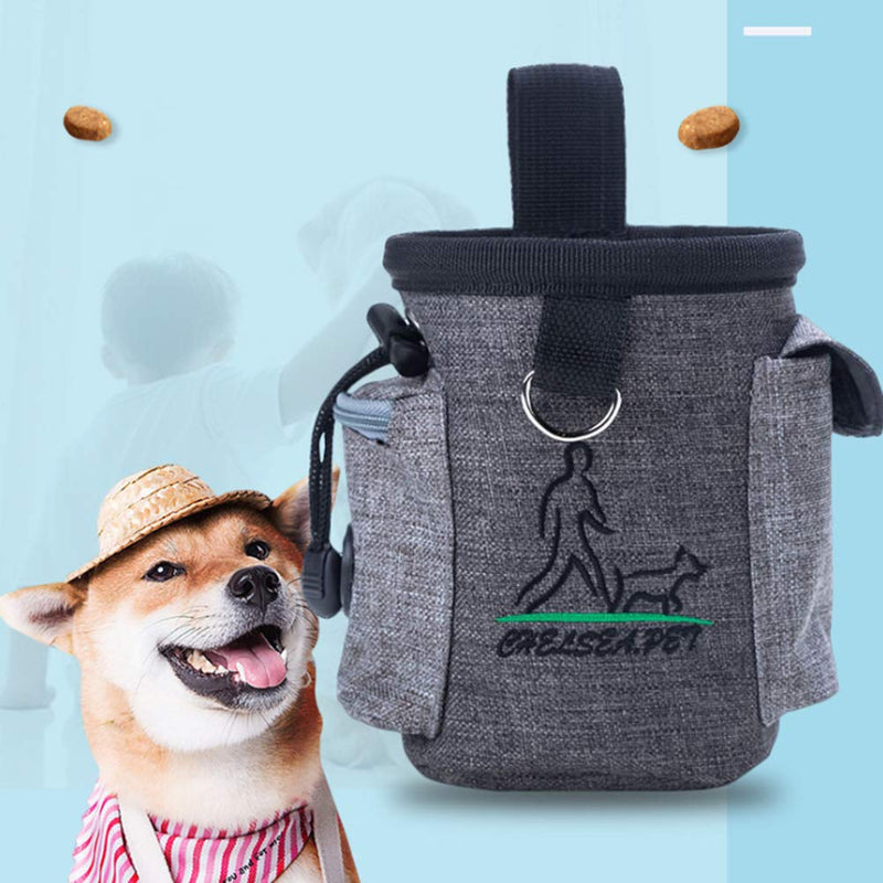 WIFUN Dog Treat Pouch, Dog Training Bag Dog Treat Bag Puppy Training Bag with Adjustable Waistband, Belt Clip, Pick-up Bag Dispenser Light grey - PawsPlanet Australia