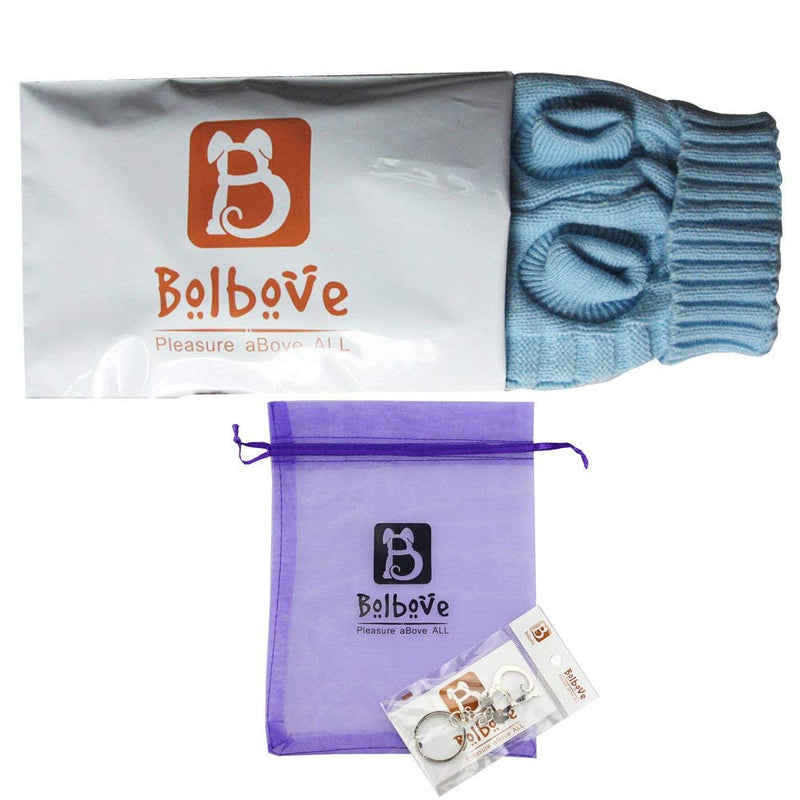 Bolbove Bro'Bear Cable Knit Turtleneck Sweater for Small Dogs & Cats Knitwear Blue X-Small - PawsPlanet Australia