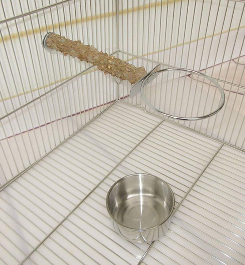 [Australia] - Rluii Parrot Bird Natural Wood Stand Perch Swing/Stainless Steel Parrot Cup/Parrot Parakeet Cockatiel Cage Food Box Water Cup Stainless Steel Pet Bird Feeding Feeder Bowl Birdcage Accessories 