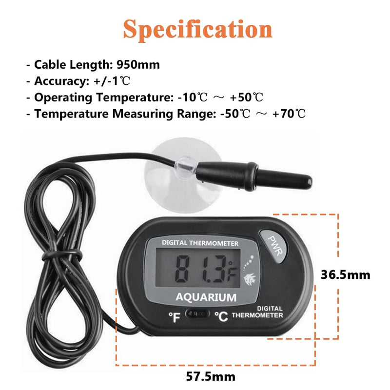 Mesee Aquarium Thermometer, LCD Digital Electronic Thermometer with Suction Cup Water Thermograph for Fish Tank Terrarium Marine Reptile Habitat Measuring Temperature - PawsPlanet Australia