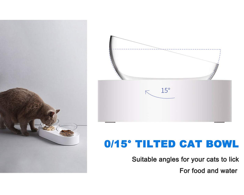 [Australia] - PETKIT Elevated Cat Bowls, Tilted Pet Raised Food Bowls with Stand for Cats and Small Dogs, Stress Free, Food Grade Material Nonslip No Spill Raised Pet Feeding Bowls Dishwasher Safe Double Bowls 