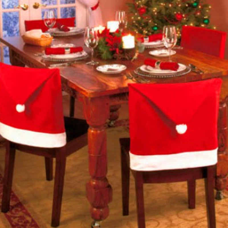 No branded ExquiFirm 4-Piece Christmas Dining Chair Slipcovers, Christmas Day Restaurant and Hotel Decoration Set, 23.6 x 19.7 inches - PawsPlanet Australia
