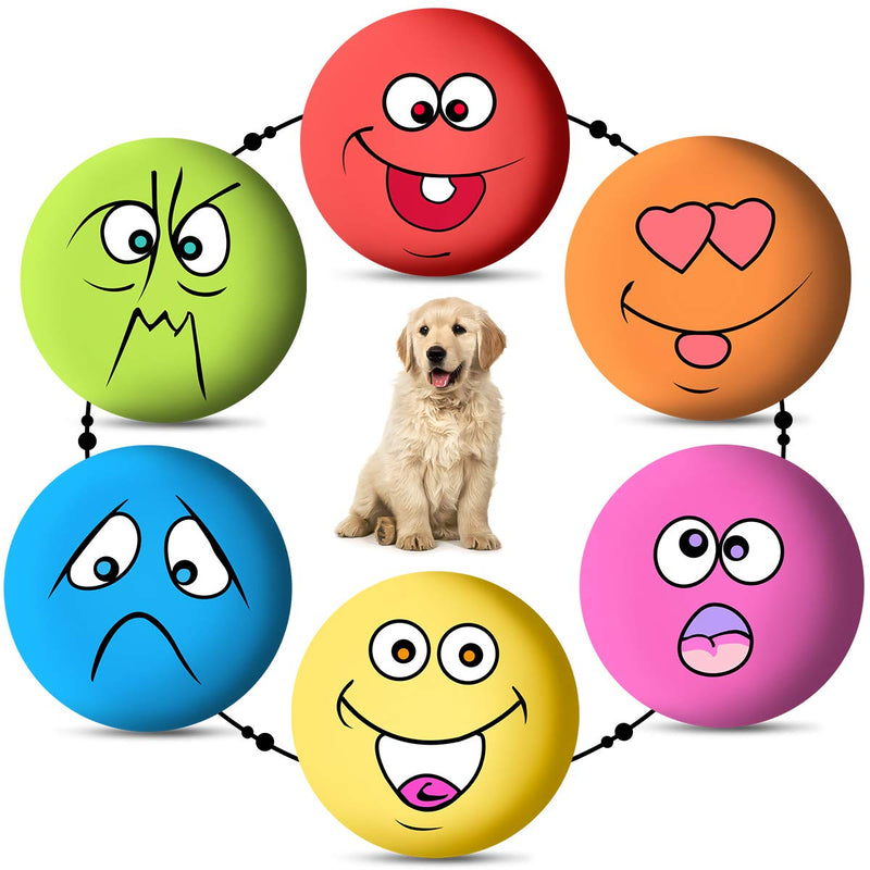 HelloCreate 6Pcs/Set Dog Squeaky Toys, Soft Squeaky Face Balls Funny Bouncy Chewing Faceballs Dog Puppy Toy Rose red + green + red + blue + yellow + orange - PawsPlanet Australia