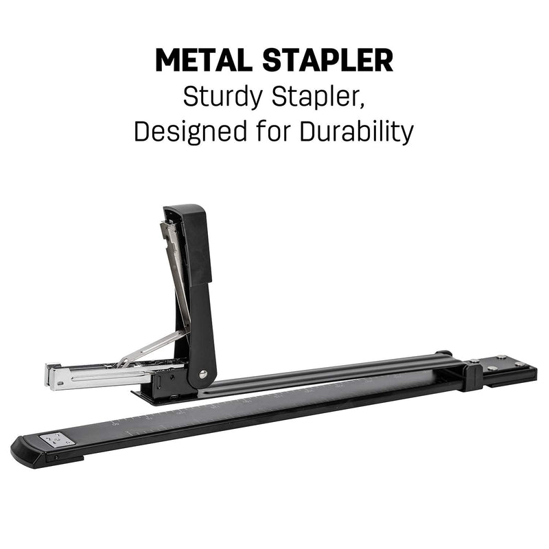 Deli long sleeve stapler, long stapler for brochures and book binding, 25 sheets, black - PawsPlanet Australia