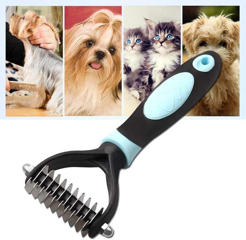 AIWEIYER Pet Grooming Tool - Pet Dematting Comb - Pet Grooming Comb - Safe Dematting Comb for Easy Mats & Tangles Removing - No More Nasty Shedding and Flying Hair (blue) blue - PawsPlanet Australia