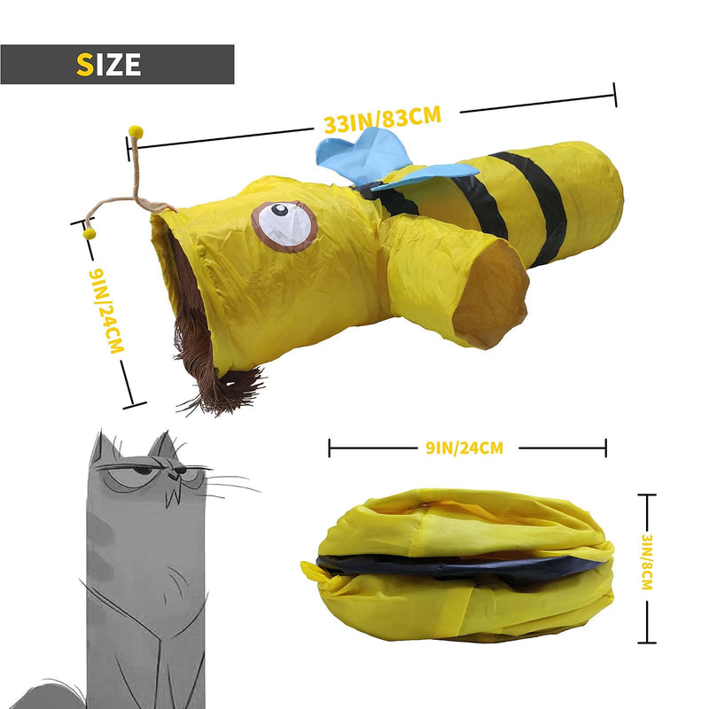 EverBrit Cat Tunnels for Indoor cat, Pet Cat Tunnel Tube Collapsible, Foldable Crincle House, Interactive Cat Toy, Exercising, Hunting and Playing, Interesting Bee and Dinosaur Design. - PawsPlanet Australia