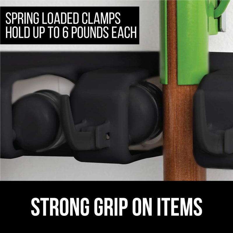 Gorilla Grip Premium Mop and Broom Holder, 5 Auto Adjust Slots, 6 Hooks, Holds Up to 50 Lbs, Easy Install Wall Mount, Store Cleaning and Gardening Tools, Organize Kitchen, Garage, Storage Rooms, Black 5 Slot - PawsPlanet Australia
