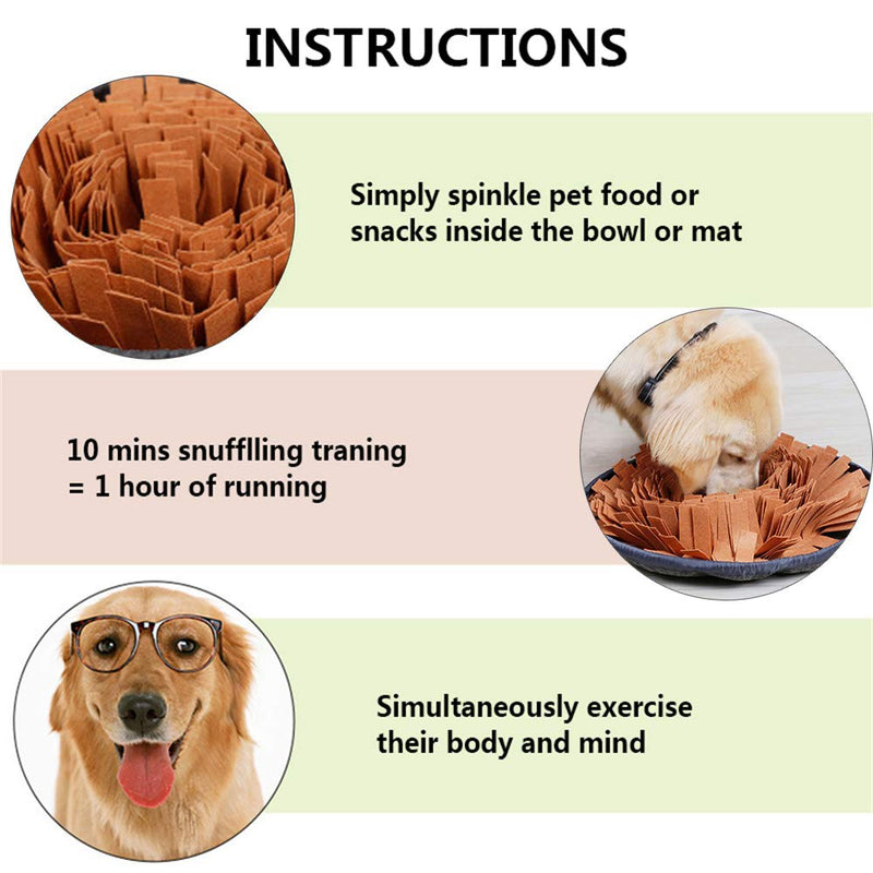 [Australia] - DogLemi Dog Snuffle Mat, Dog Puzzle Toys Snuffle Mat for Dog Nose Work Training and Encourage Natural Foraging Skills Feeding Mat - Machine Washable Brown 