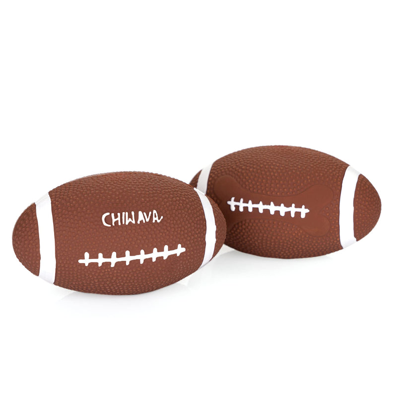 Chiwava 2 Pack 6" Squeaky Latex Dog Toy Balls Football Rugby Fetch Interactive Toy for Medium Large Dogs 6" Large Dogs 2 Pack - PawsPlanet Australia