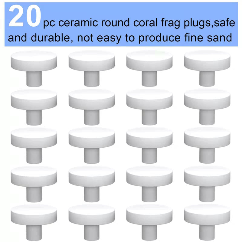 Saricho Ceramic White Coralline Coral frag Plugs Coral frag Base Round 20pc round24mm20pcs - PawsPlanet Australia