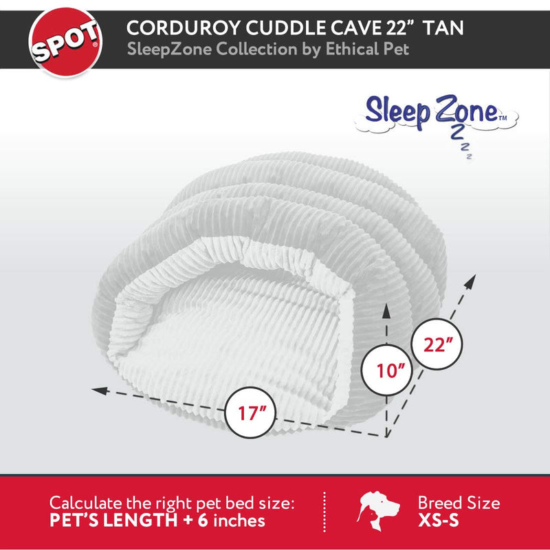 [Australia] - Sleep Zone Corduroy Cuddle Cave Dog Bed - Fabric Bottom - 22X17 Inches / Chocolate / Attractive, Durable, Comfortable, Washable. By Ethical Pets 