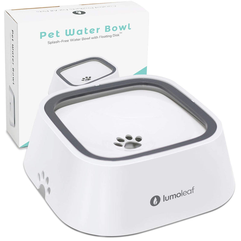 LumoLeaf No-Spill Pet Water Bowl Grey+White Companion - PawsPlanet Australia