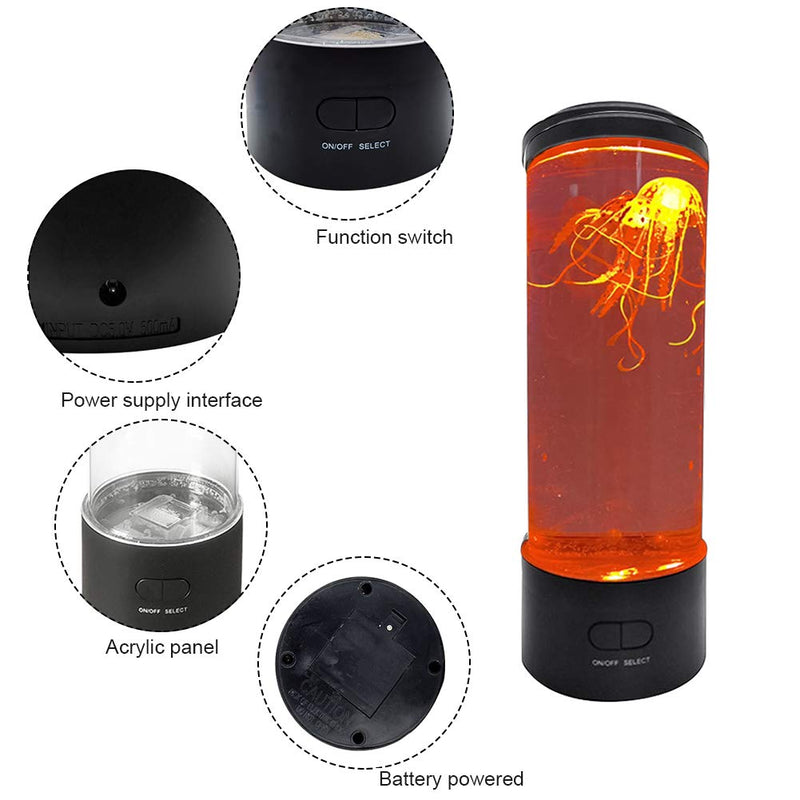 beiyoule Jellyfish Lamp,USB/Battery Powered Jellyfish Lava Lamp, with Remote Control 7 Color Setting Jellyfish Tank Mood Light，Mini Aquarium Night Light with Two Artificial Jellyfishes round - PawsPlanet Australia