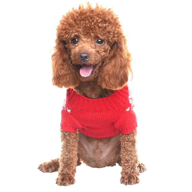 BINGPET Classic Dog Jumpers Red Pet Sweater with Cute Reindeer for Puppy Small S - PawsPlanet Australia