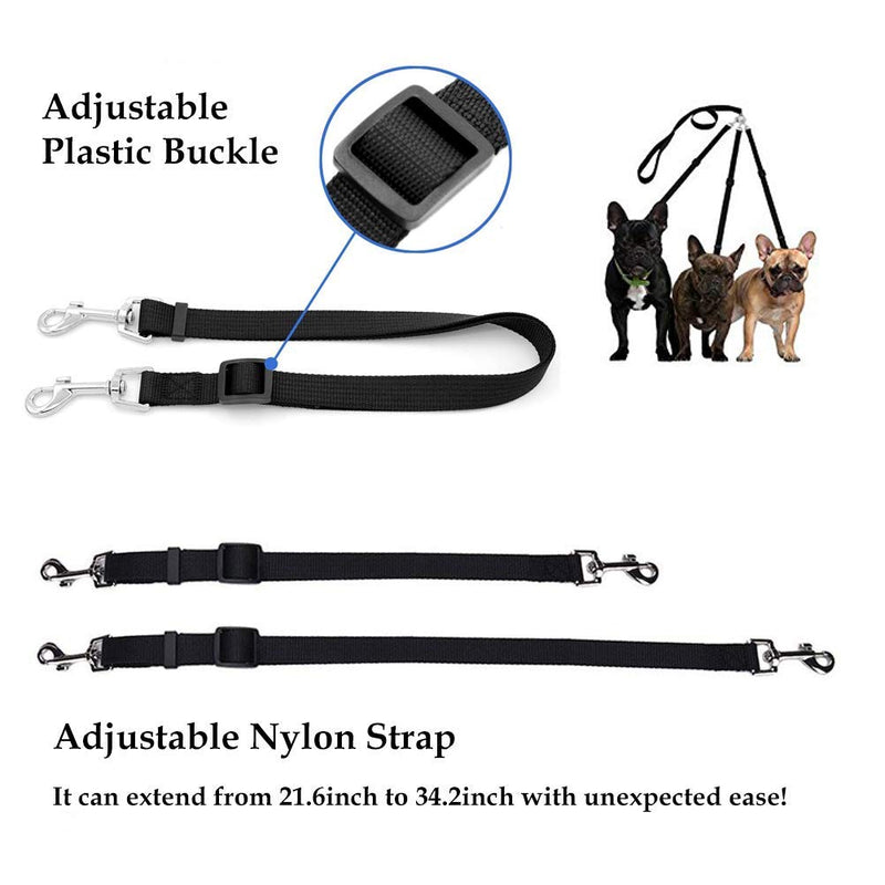 [Australia] - ASOCEA 3 in 1 Dog Leads with Soft Padded Handle No Tangle 3 Way Dogs Coupler Leash Pet Triple Lead Nylon Traction Rope for Walking 