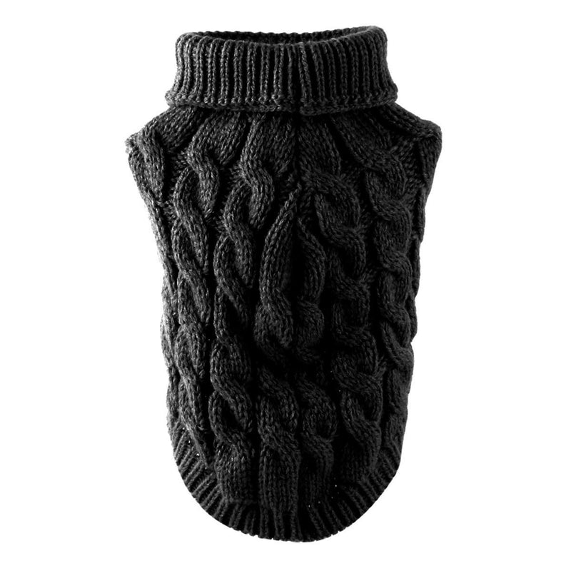 Pet Dog Turtleneck Knitting Sweater Coat Winter Warmer Thickening Pullover Knitwear Crochet Coat Clothes for Small Medium Large Dog Puppy Cat (S, Black) S - PawsPlanet Australia