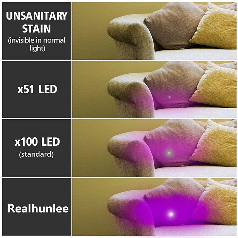 UV Black Light Flashlight Rechargeable 26650 Powerful 100 LED Pet Dog Cat Urine Detector light UV Blacklight Flashlight for Dried Pet Urine Stains, Scorpions Bed Bugs (18 W) - PawsPlanet Australia